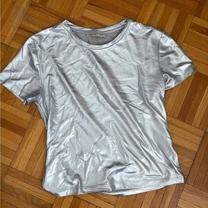 Metallic Silver Short Sleeve Tee